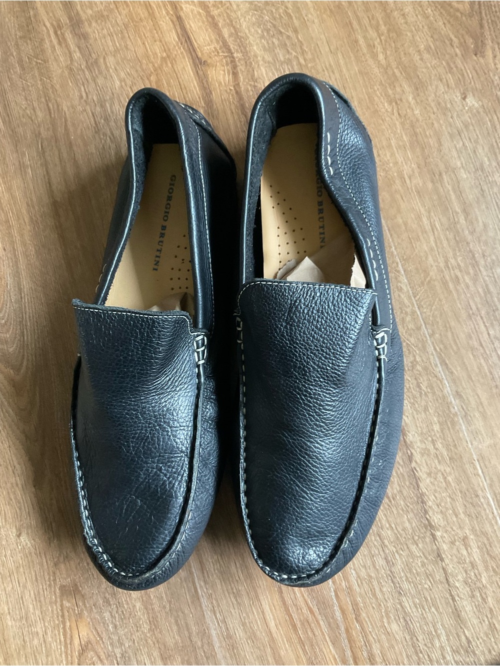 Giorgio Brutini Black Pebbled Leather Slip-On Loafers Size 10 M